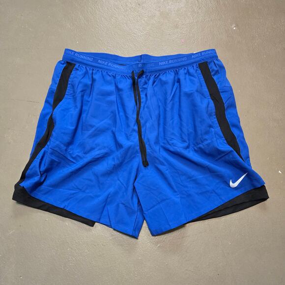 NWT Nike Dri-Fit Stride 2 in 1 Hybrid Running Shorts in Blue Men's Size XL - Picture 4 of 7